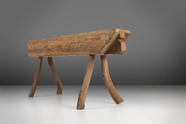 Rustic Tree Trunk Bench, 1850s for sale at Pamono