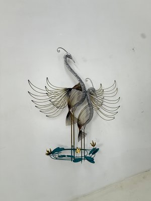 Vintage Peacock Wall Art Sculpture by Curtis Jere, 1970s for sale