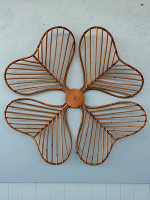 Vintage Bambus Blumen Wanddekoration, 1970er