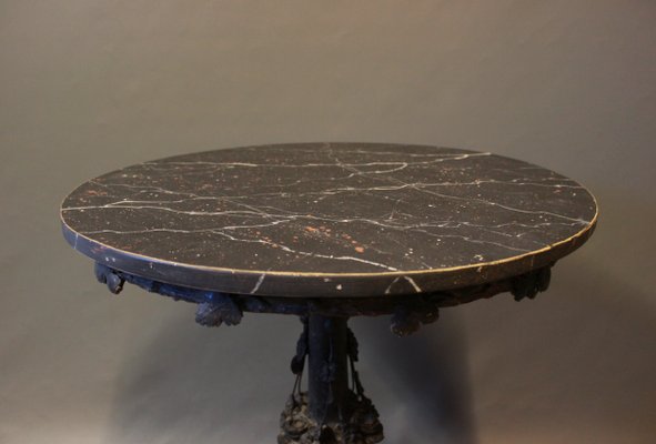 Table D Appoint Ronde Avec Plateau Marbre Noir 1880s En Vente Sur