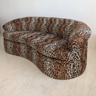Large Vintage Curvaceous Leopard Print Sofa, 1980s