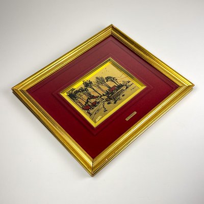 Original 23K Gold Leaf Pines Collection Engraving by A. Carullo