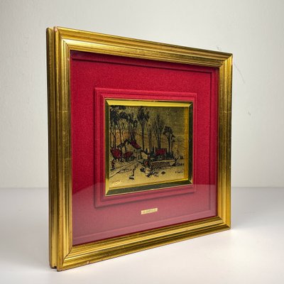 絵画 23KT GOLD LEAF Original 23K Gold Leaf Pines Collection Engraving by A. Carullo