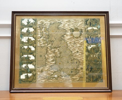 Vintage Gold Foil Map of the British Isles by Joannes Janssen