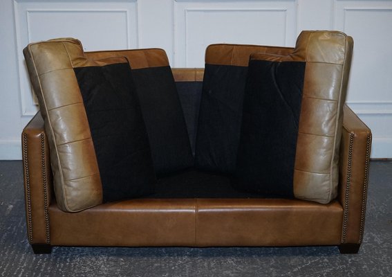 Halo Two Seater Viscount Tan Leather Sofa by Timothy Oulton for
