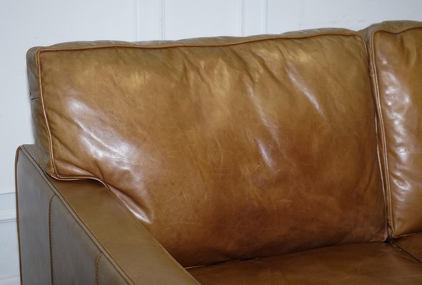 Halo Two Seater Viscount Tan Leather Sofa by Timothy Oulton for