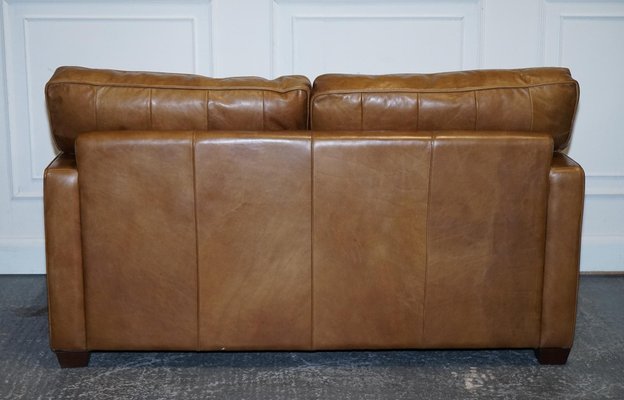 Halo Two Seater Viscount Tan Leather Sofa by Timothy Oulton for