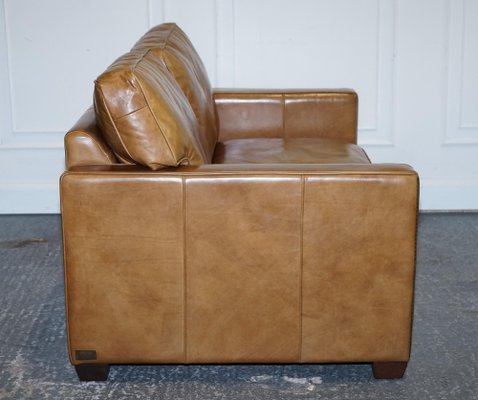 Halo Two Seater Viscount Tan Leather Sofa by Timothy Oulton for