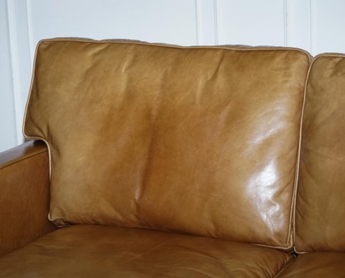 Halo Two Seater Viscount Tan Leather Sofa by Timothy Oulton for