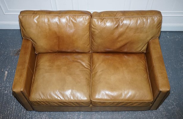 Halo Two Seater Viscount Tan Leather Sofa by Timothy Oulton for