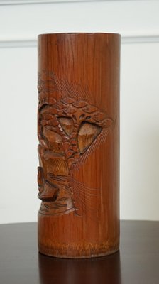Chinesische Getrocknete Blumenvase aus Bambus mit Pinsel bei Pamono kaufen