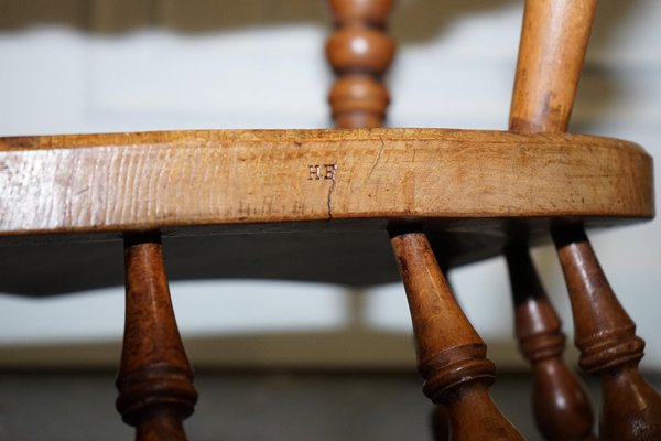 Edwardian Elm Bow Back Smokers Captains Chair, 1900s for sale at