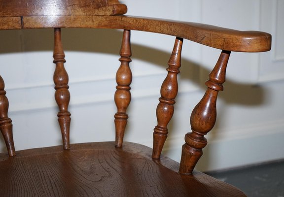 Edwardian Elm Bow Back Smokers Captains Chair, 1900s for sale at