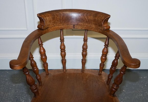 Edwardian Elm Bow Back Smokers Captains Chair, 1900s for sale at