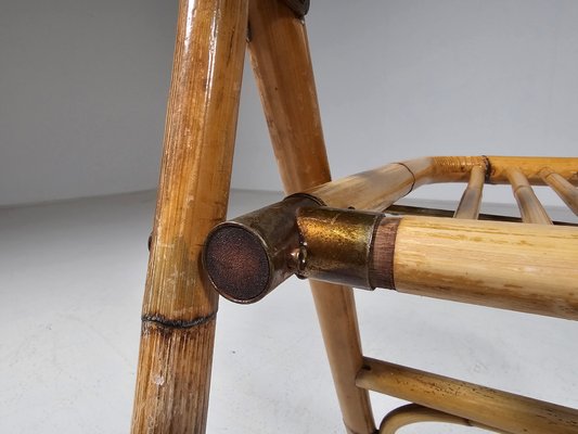 Bambus Klappsthle mit Messingdetails von Dal Vera, Italien, 1960er, 4 .  Set bei Pamono kaufen