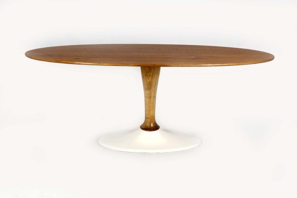 Mid-Century Modern Oval Walnut Tulip Dining Table from Dřevotvar Jablonné  Nad Orlicí, 1960s