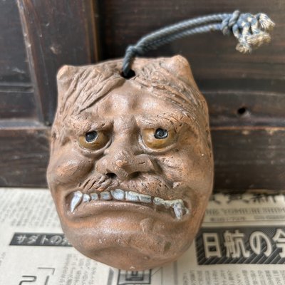 【D1様用】BAUDA / Oniirica Antique Japanese Oni Dorei Bell with Dual Faces, 1920s for sale at