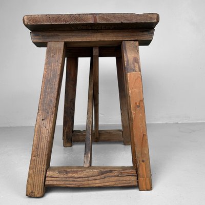 Vintage Japanese Wooden Stool, 1920s for sale at Pamono