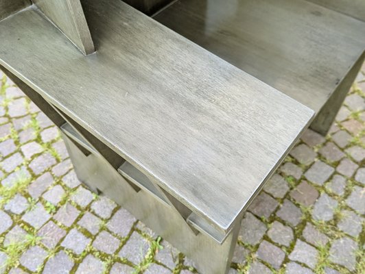 Large Sculptural Matrix Throne Armchair in Grey Wood by Adriano e