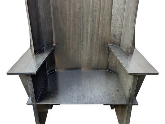 Large Sculptural Matrix Throne Armchair in Grey Wood by Adriano e