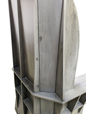Large Sculptural Matrix Throne Armchair in Grey Wood by Adriano e