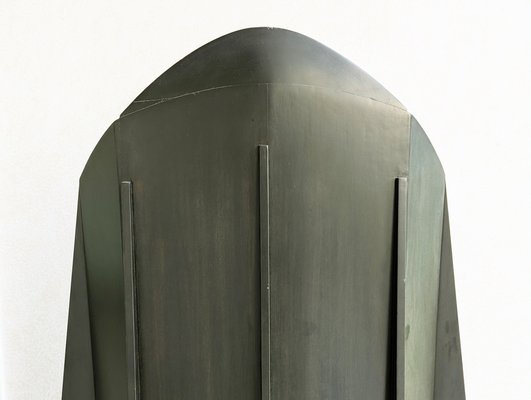 Adriano&Paolo Giorgetti社 Matrixシリーズ 1984 Large Sculptural Matrix Throne Armchair in Grey Wood by Adriano e