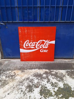 Silk-Screened on Sheet Metal Coca Cola Sign, Italy, 1970s for sale