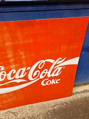 Silk-Screened on Sheet Metal Coca Cola Sign, Italy, 1970s for sale