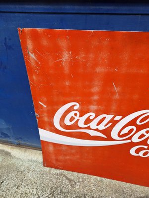 Silk-Screened on Sheet Metal Coca Cola Sign, Italy, 1970s for sale