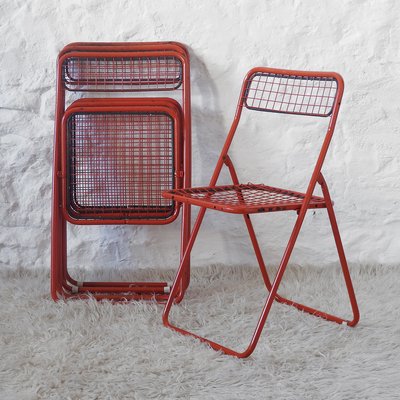 Metal Folding Chairs, Set of 4 for sale at Pamono