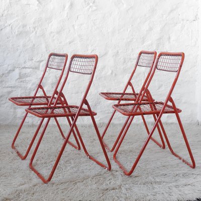 Metal Folding Chairs, Set of 4 for sale at Pamono