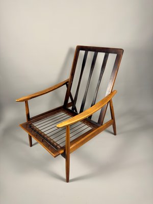 Vintage Scandinavian Lounge Chair in Green Upholstery and Beech