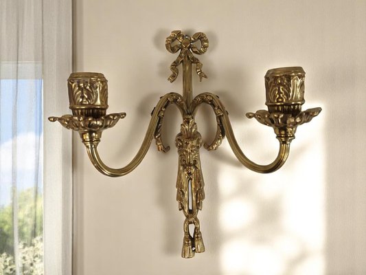 Louis XV French Wall Sconce Light Candleholder with Gold Rams Head