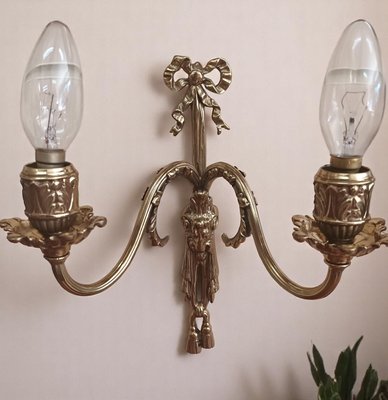 Louis XV French Wall Sconce Light Candleholder with Gold Rams Head