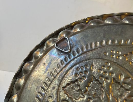 Ancien Plateau Serviteur Rond Laiton Verre Épais 5