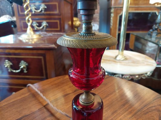 Lampada da tavolo in vetro mirtillo rosso e Ormalu in vendita su
