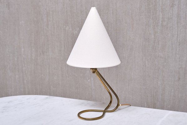 Danish Modern Adjustable Table Lamp with Brass Base and Cone Shade