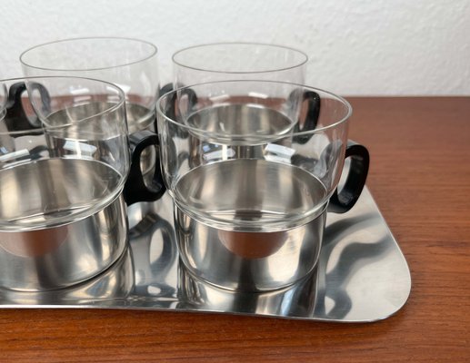 Moderne Deutsche Mid-Century Teegläser & Tablett von WMF, 1960er, 7er Set bei Pamono kaufen