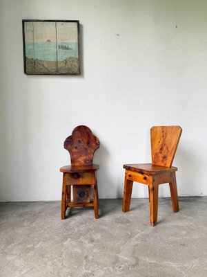 Brutalist Savoyard Pine Chairs, 1950s, Set of 2 for sale at Pamono