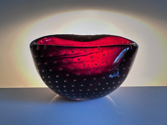 Small Bullicante Murano Glass Art Bowl attributed to Carlo