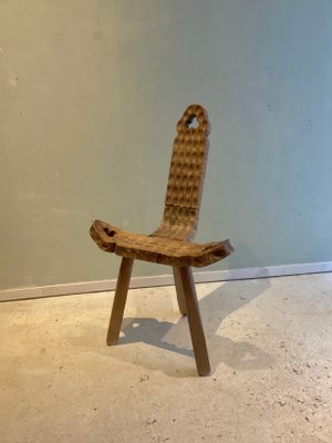 Spanish Brutalist Wooden Chair, 1960s for sale at Pamono