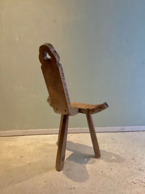 家具 Spanish Brutalist Chair in Wood, 1960s Spanish Brutalist