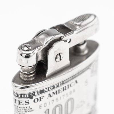 100 dollar bill cigarette case 20th Century American Silver-Plated Cigarette Case & Lighter Shaped as a  Hundred Dollar Bill , Set of 2