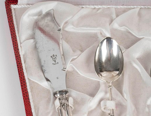 19th Century Napoleon III Childrens Silver-Plated Cutlery Set for
