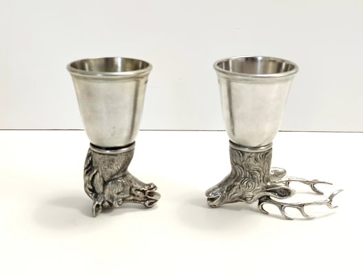 Italian Silver Pewter Elk Head Stirrup Cup, 1970s for sale