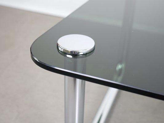 【あーき】X-base Smoked Glass Table Space Age Coffee Table with Smoked Glass Top and Chrome