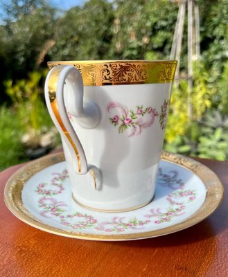Large Tea Cup with 2 Handles The Queen and Saucer from Limoges