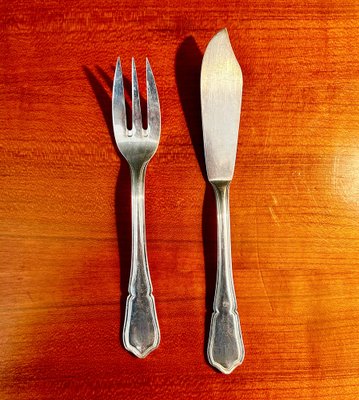 French Silver Plated Fish Cultery Filets Pattern by Sfam 