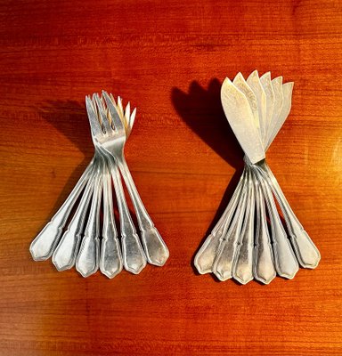 French Silver Plated Fish Cultery Filets Pattern by Sfam 