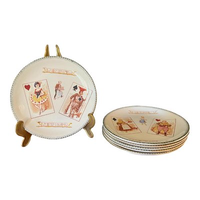 19th Century Set of 6 French Majolica Choisy-Le-Roi Plates, Humour
